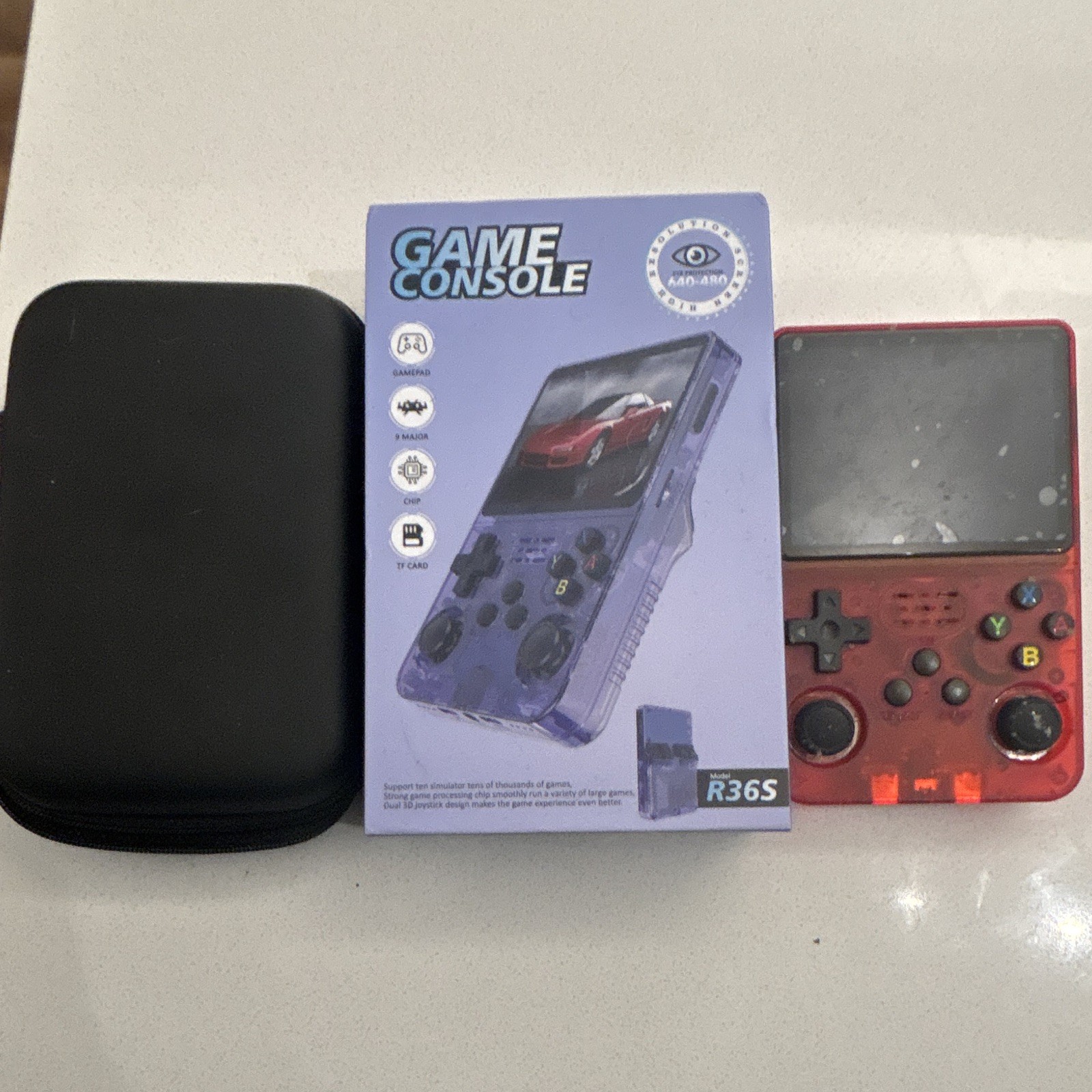 R36S Handheld Game Console 64GB 720p USB-C Wi-Fi Capability Red (R36S)