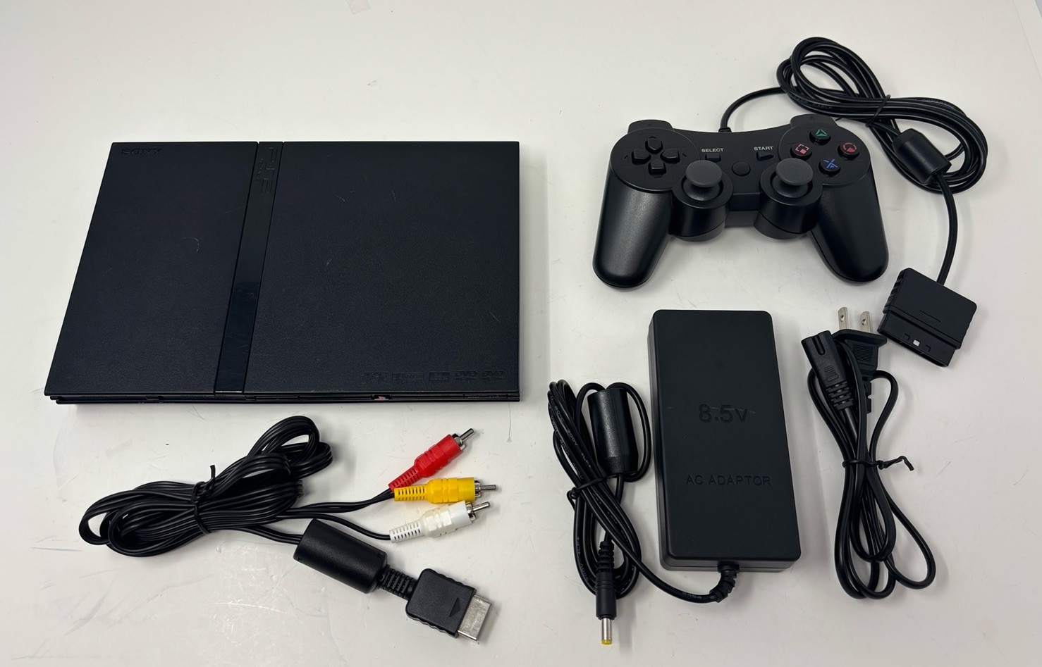 USED – Sony PlayStation 2 PS2 Slim Console Bundle – NEW LENS + BATTERY – CLEANED