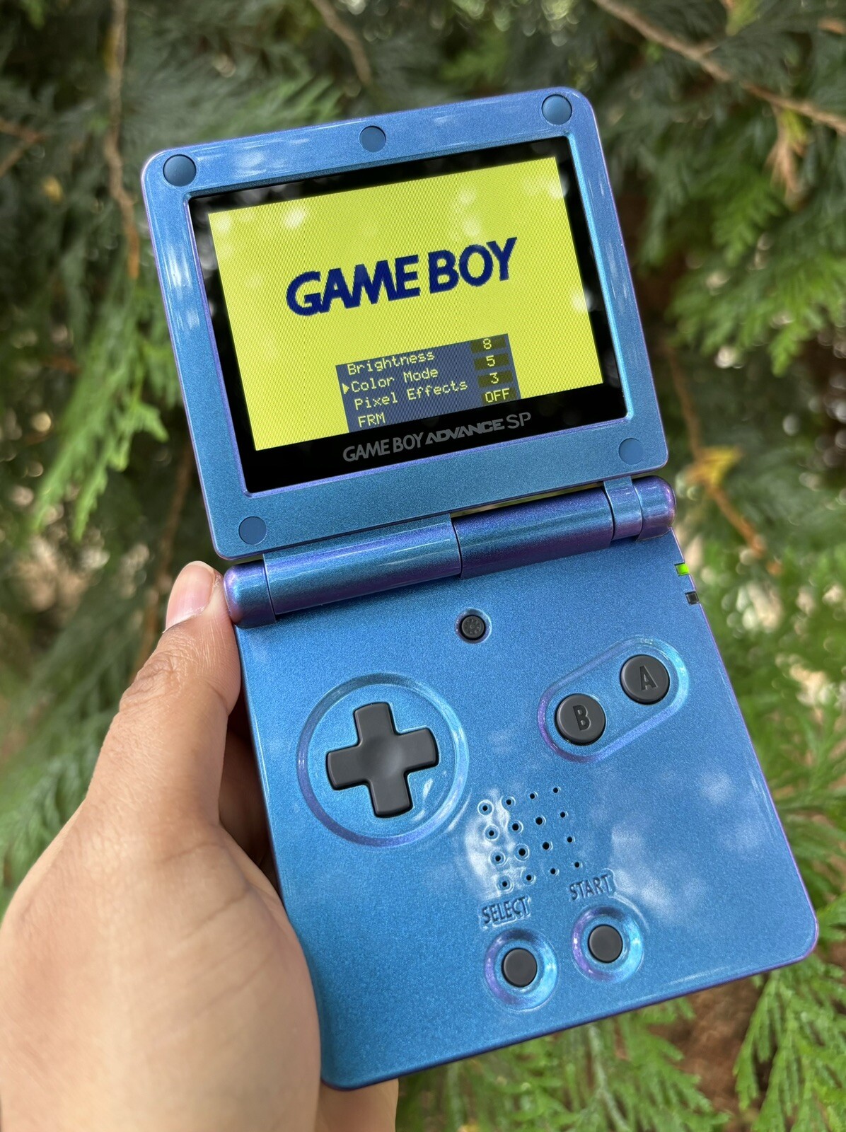 Unique Gift Chameleon Purple Blue Glossy Gameboy Advance SP IPS V2/V5 Console