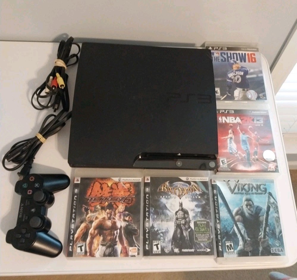 Sony PlayStation 3 Slim PS3 120GB Console w/1 OEM Controller 5 Games Please Read