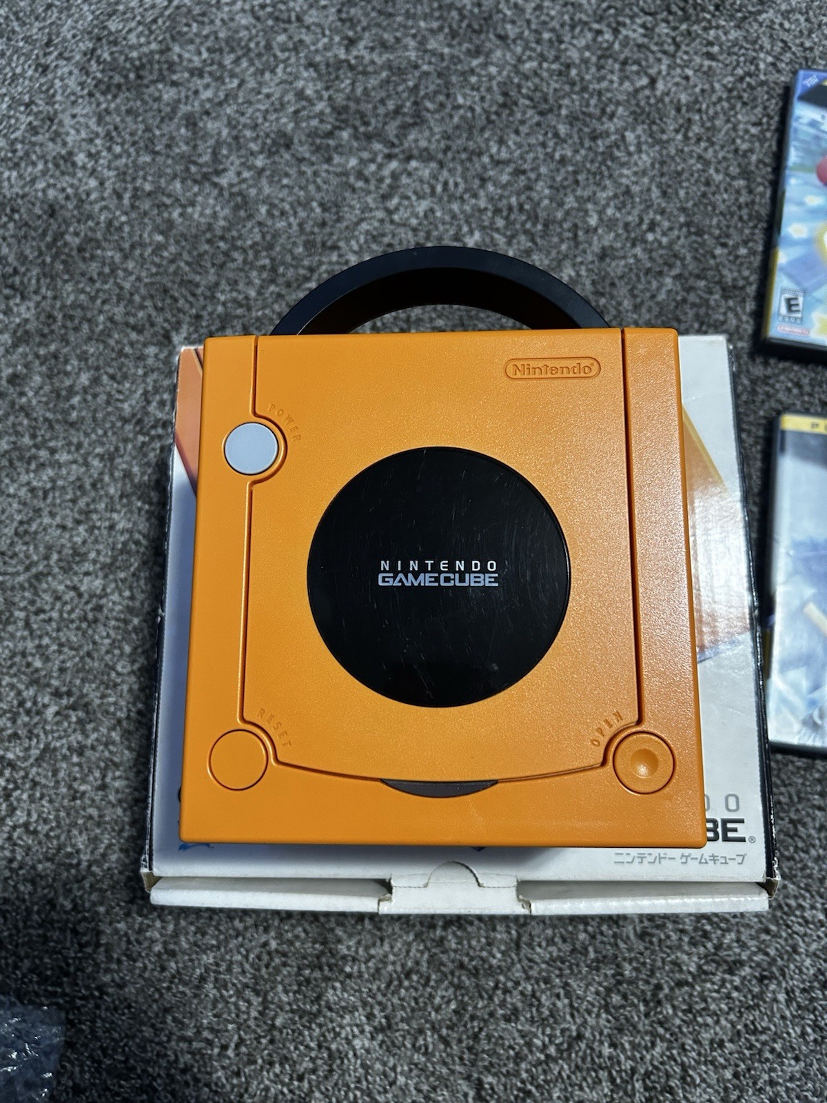 Nintendo GameCube Orange DOL-001 Game Console Tested US/Canada Discs Bundle