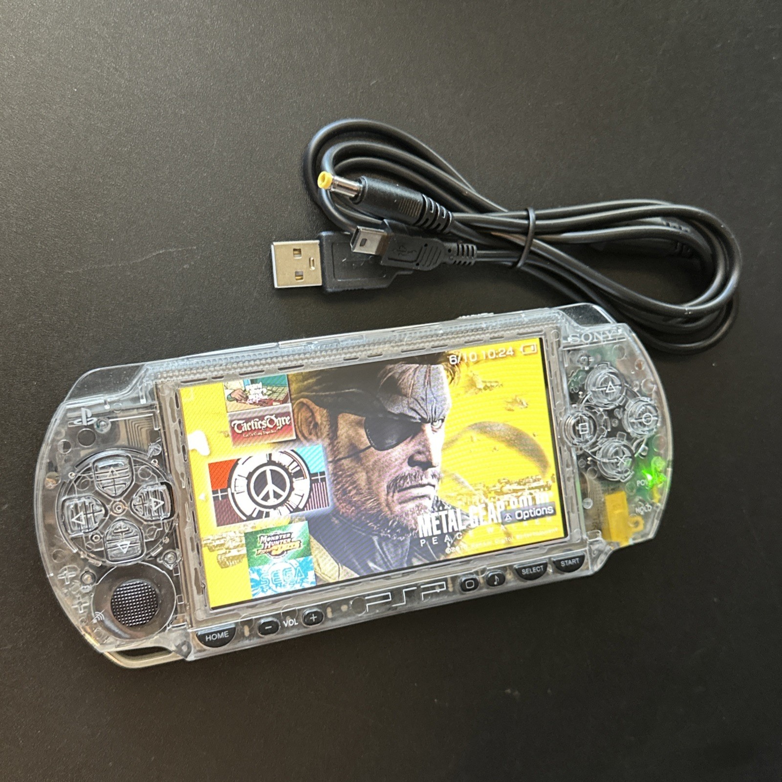 26 Games Clear Sony PSP 1000 Handheld Console System & Charger Tested Working