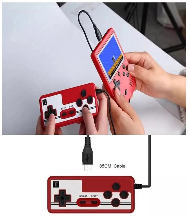Red Retro Handheld Game Console 400 Classic Games Rechargeable TV Connectable