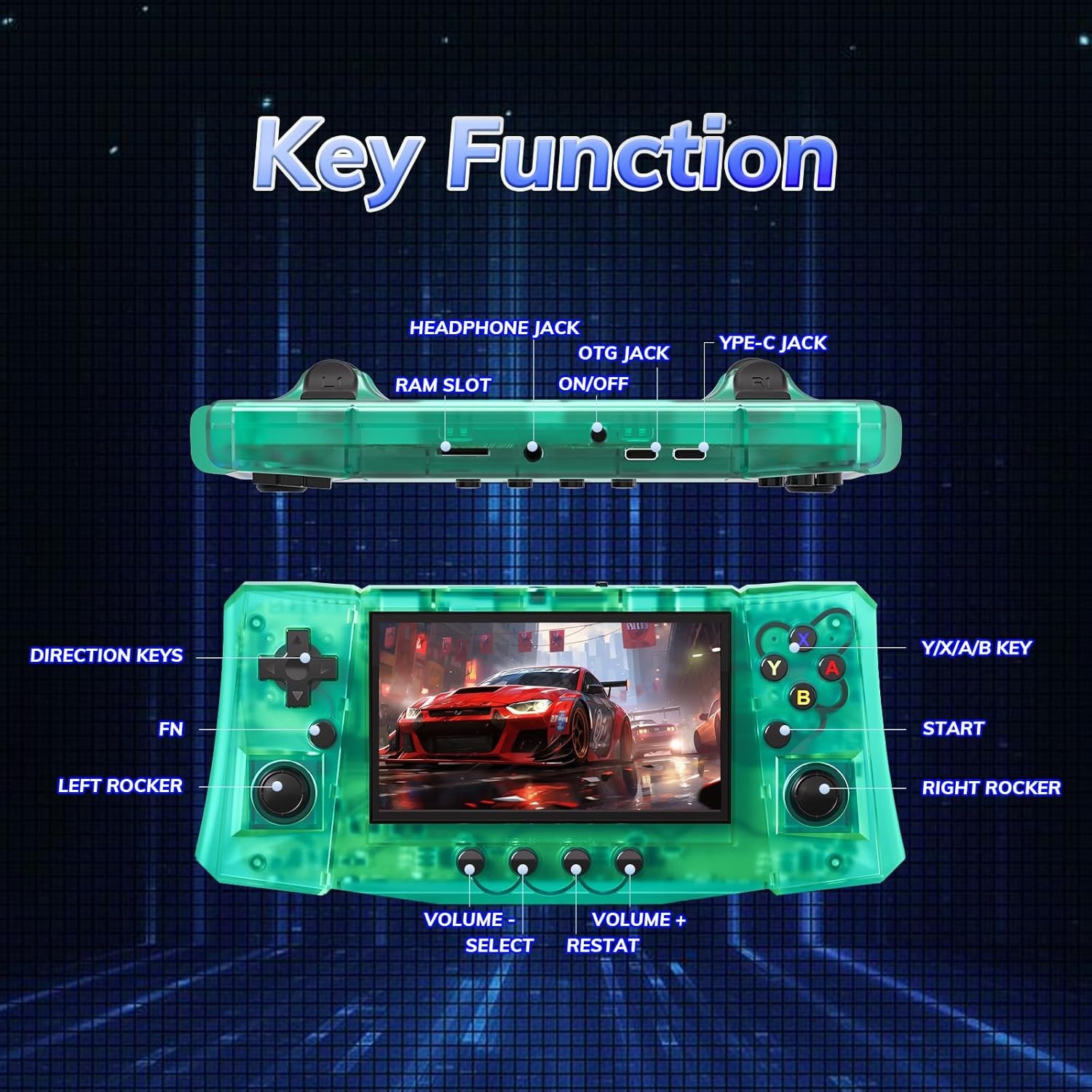 【50000 in 1】 R50 Ultra Handheld Game Console 4.5 Inch IPS Screen Mini Retro Cons