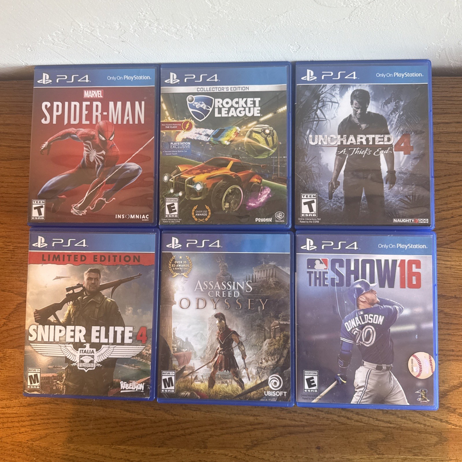 Sony PlayStation 4 Slim 1TB Black Console Bundle 16 Games 2 Remotes Cords Reset