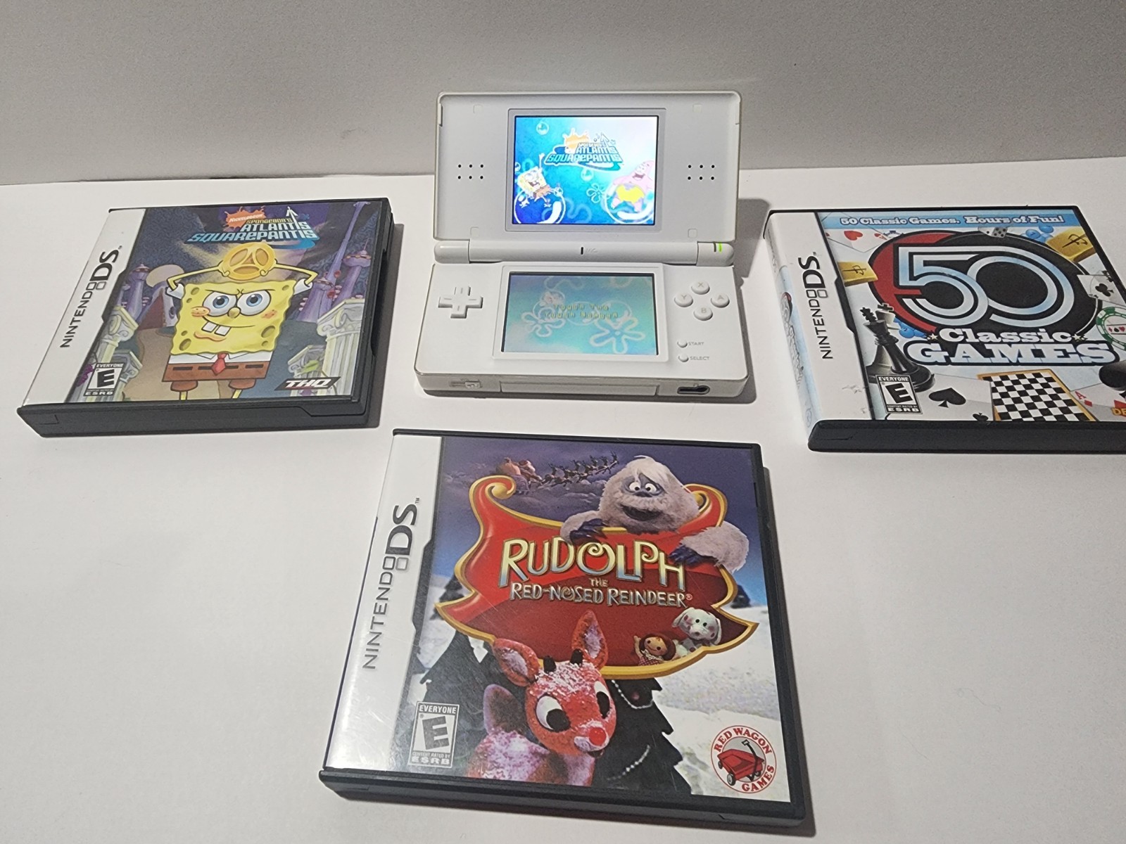 Nintendo DS Lite Handheld Console – Polar White with 3 Games