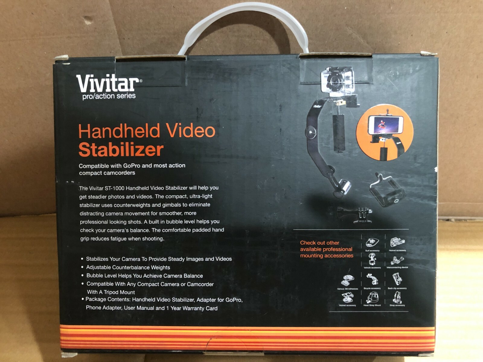 VIVITAR HANDHELD VIDEO STABILIZER PRO/ACTION SERIES NEW FREE SHIPPING