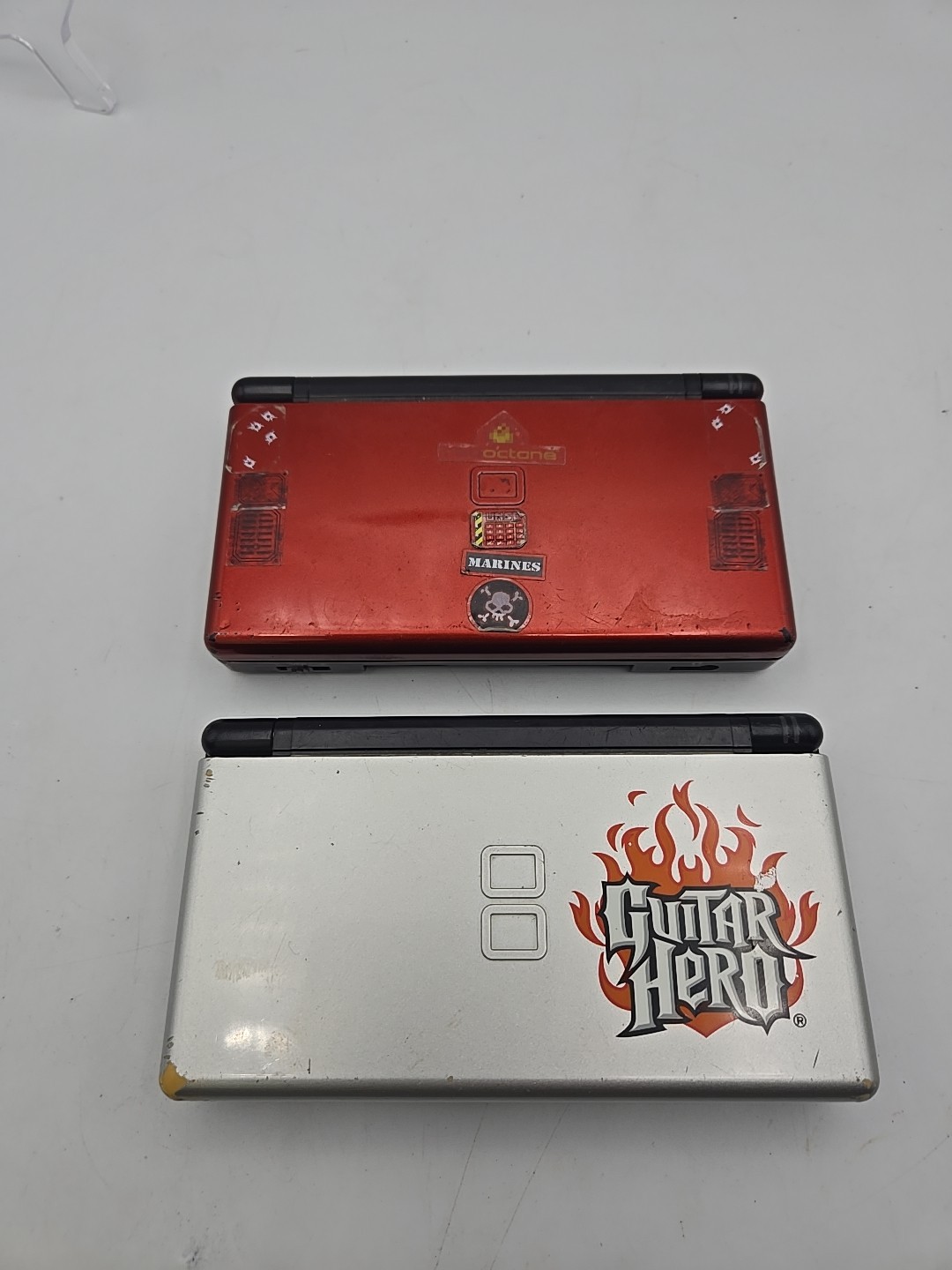 Nintendo DS Lite USG-001 Silver Black Guitar Hero Edition Console & Red AS IS