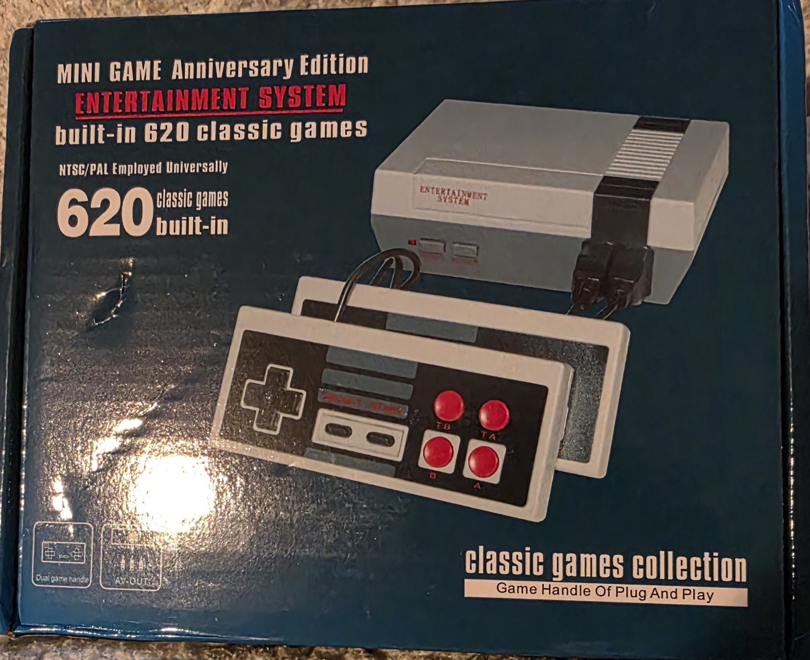 Mini Retro TV Game Console Classic 620 Games Built-in W/ 2 Controller Kid Gift