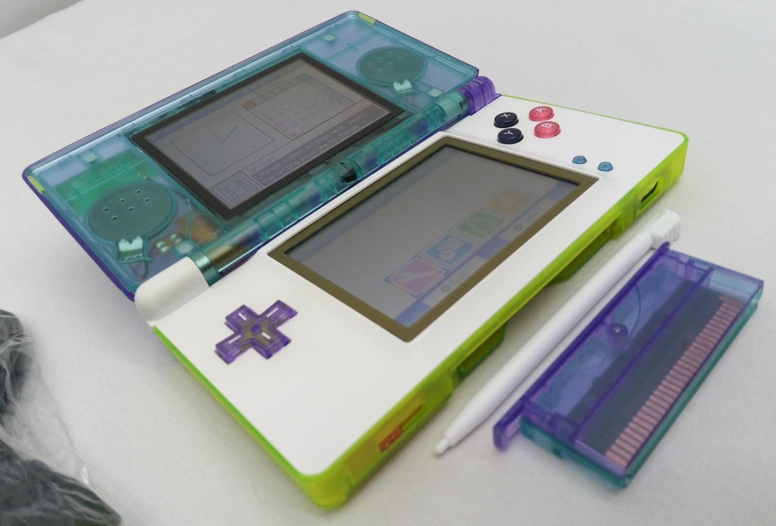 Nintendo DS Lite ReShell Purple Neon Yellow Blue Pink Gold USB Cable Gameboy GBA