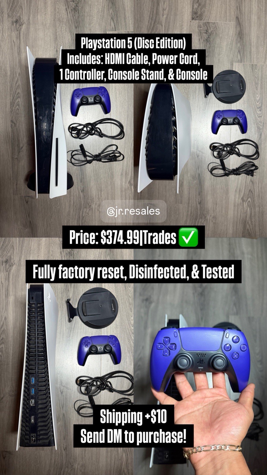 PlayStation 5 Disc Edition 825GB White Gaming Console with Purple Controller