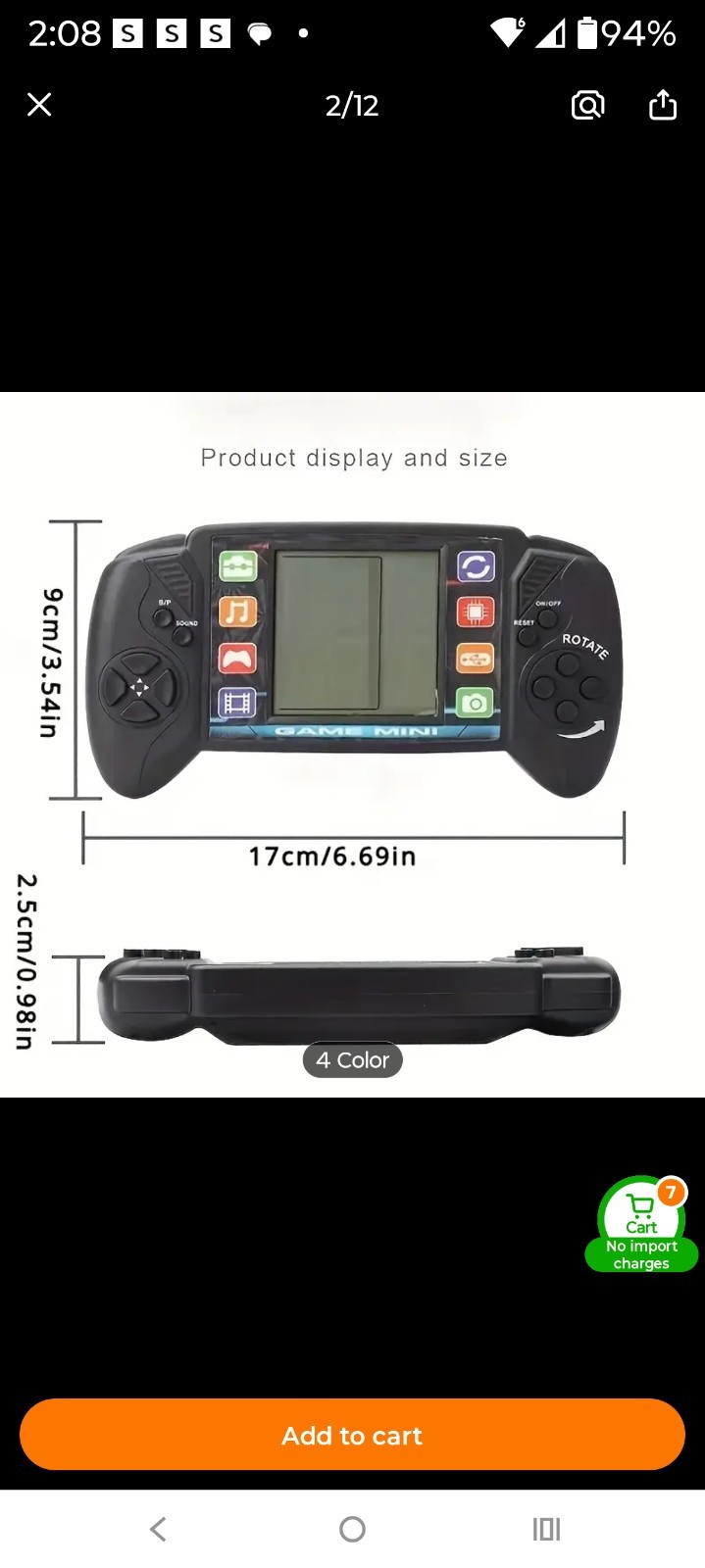 Handheld Game Console Retro Yellow Durable Plastic Portable