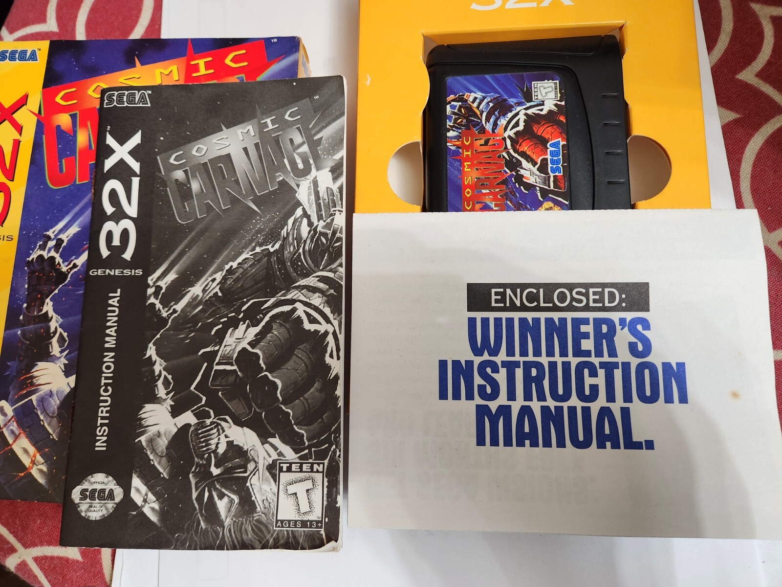 Used Sega Genesis 32X Cosmic Carnage Game with Box, Instruction Booklet!