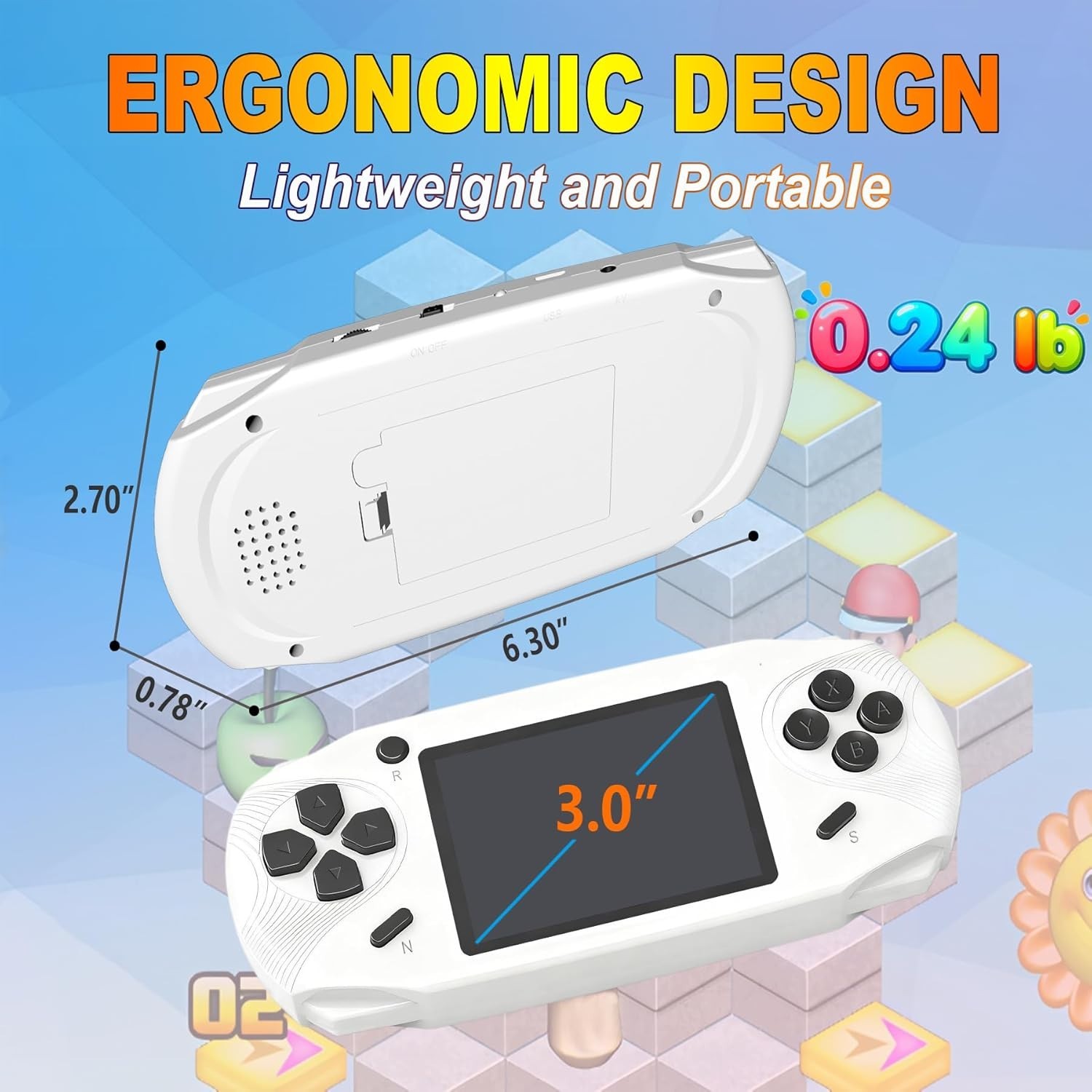 6 Bit Handheld Games for Kids Adults 3.0” Large Screen Preloaded 00 HD Class…