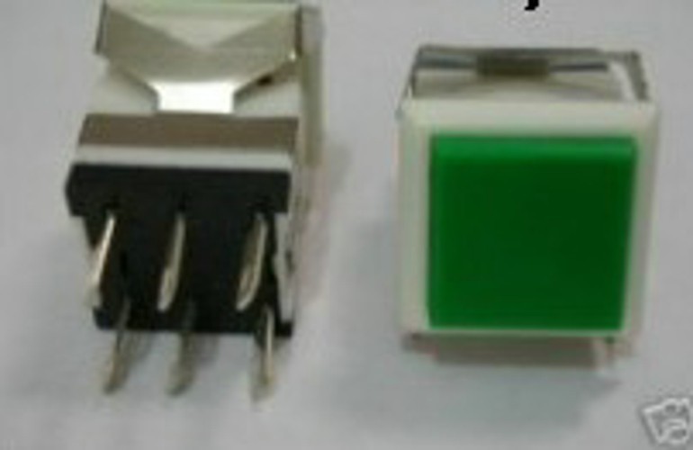 Green Square Push Button DPDT Panel PCB OFF-(ON) Momentary Switch Push to Make