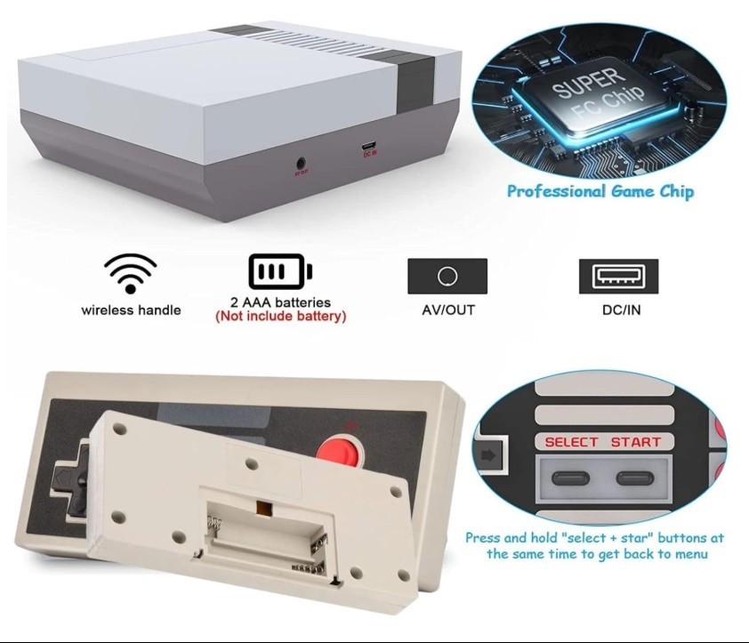 Classic Mini Retro Game Console Built in 619 Video Games,Av and HDMI Output Plug