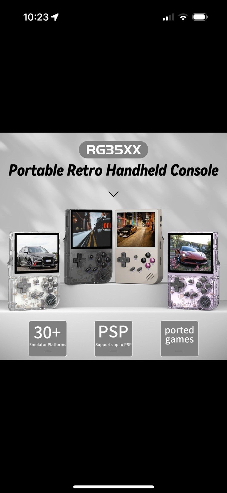 Anbernic RG35XX 64GB Handheld- Black Transparent, Includes FREE Travel Case