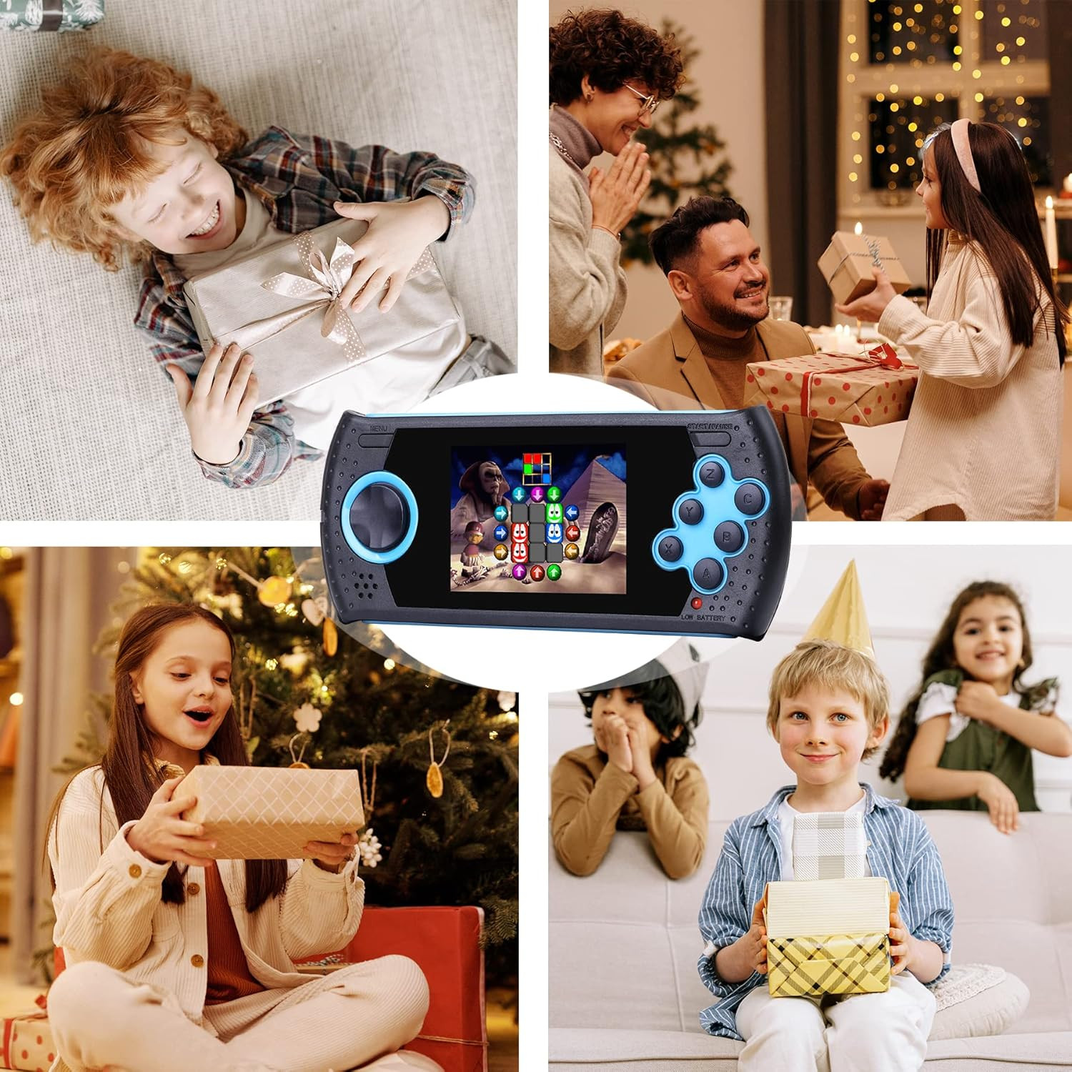 16 Bit Handheld Game for Kids Built-In 230 HD Classic Retro Video Games USB Rech