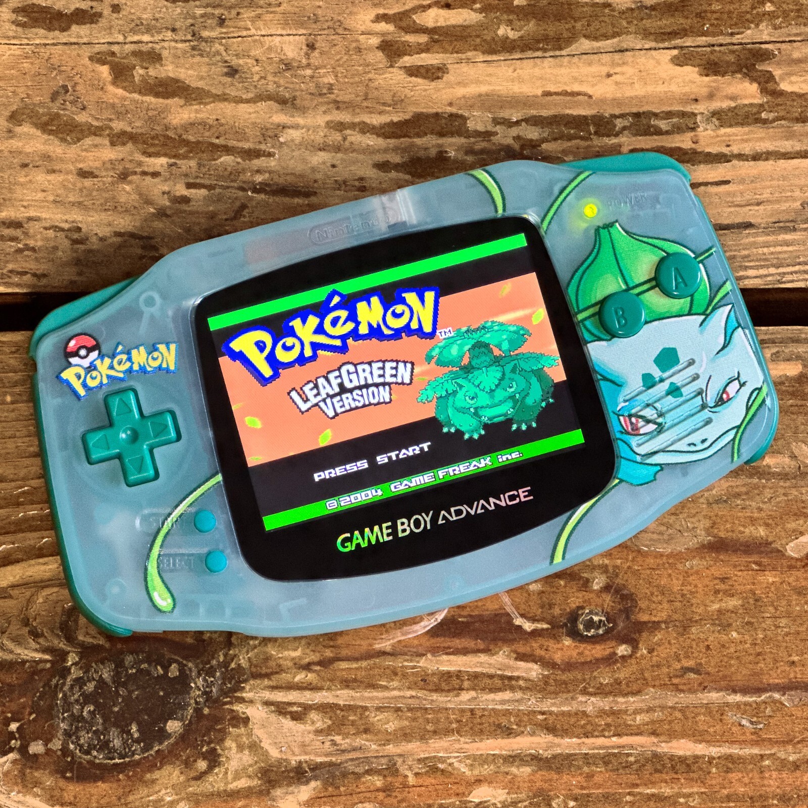 Nintendo Game Boy Advance GBA System 101 Backlit IPS LCD Pokemon UV BULBASAUR