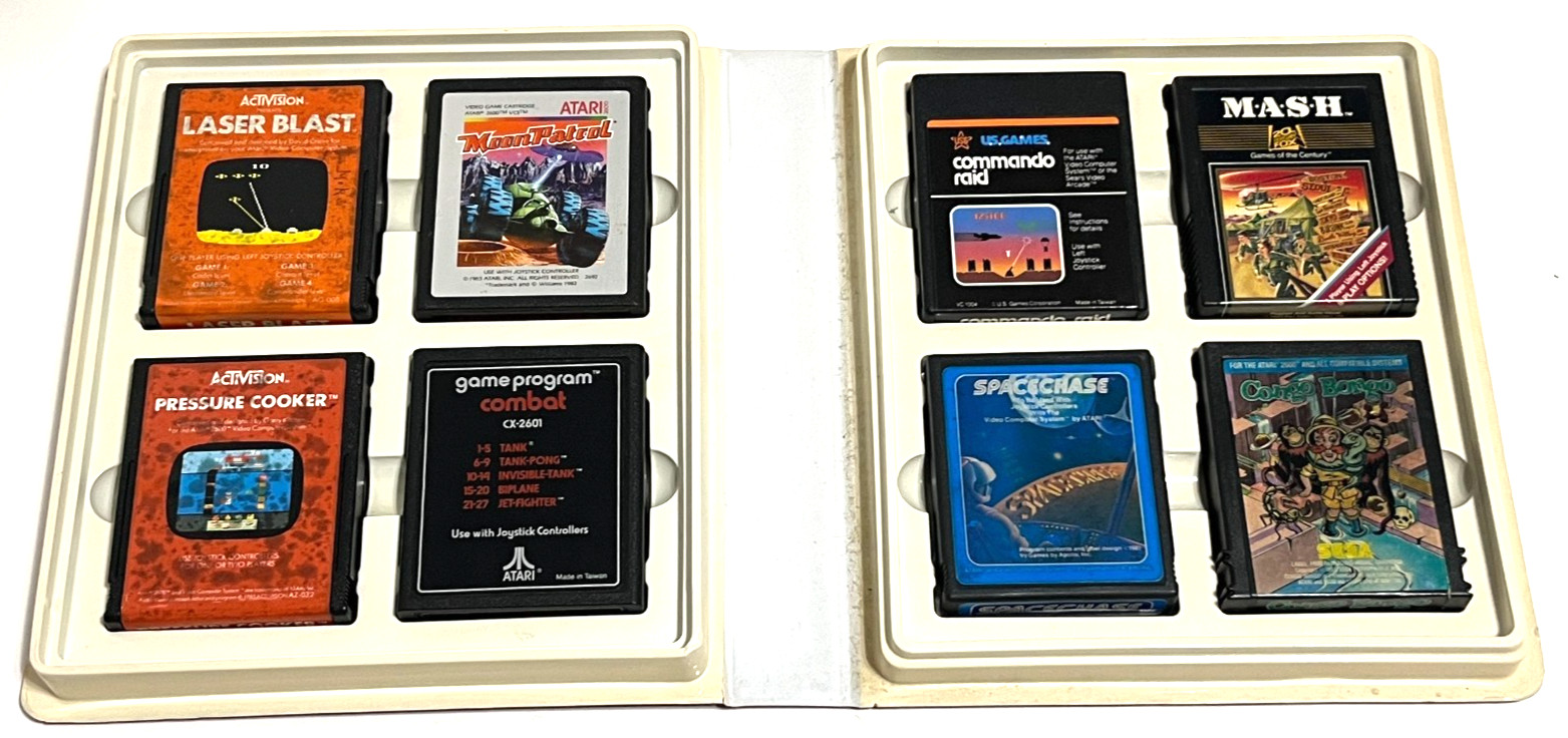 ATARI CX-2600 Console “Bundle” Controllers 32x Games Binders Joysticks UNTESTED