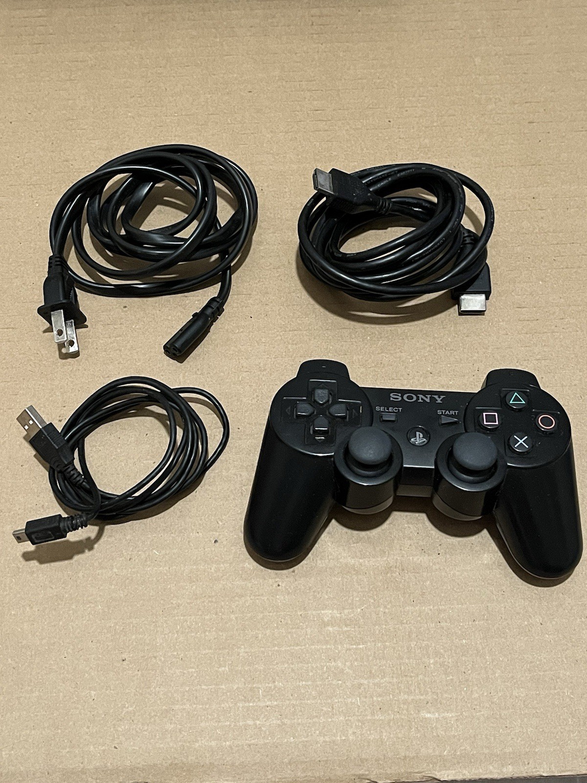 Sony PlayStation 3 Slim Black Console CECH-2001A w/ Sony Controller & Cables