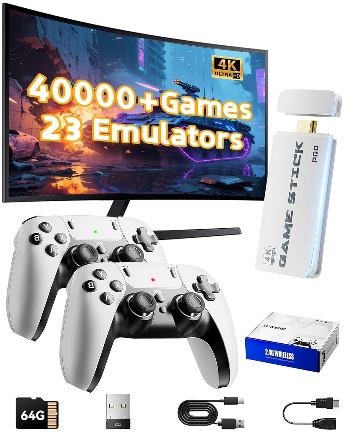 2026 Upgraded Retro Gaming Console Stick Pro, Video Games Stick with 4K HDMI Bui
