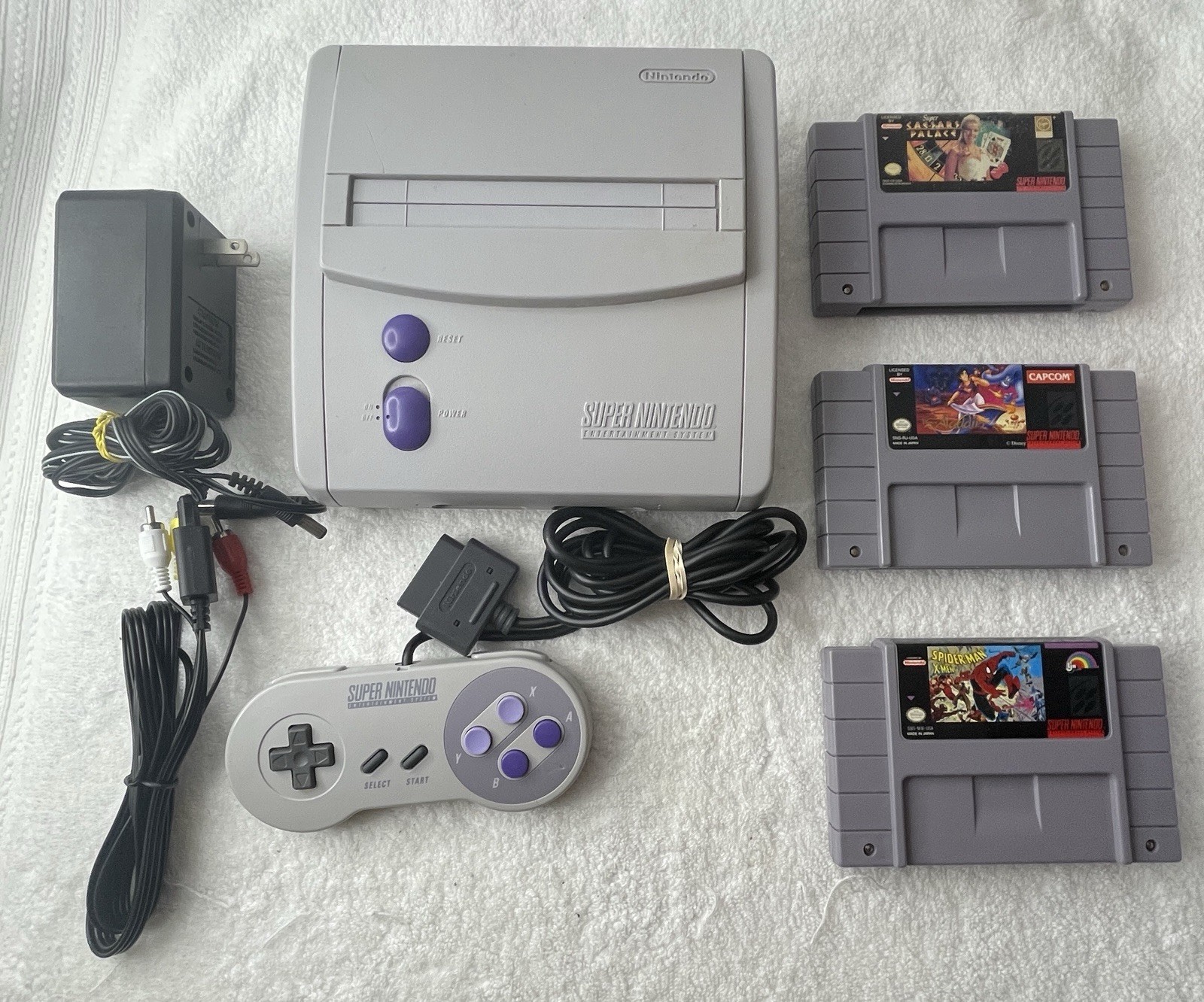 Super Nintendo SNES Mini JR Console System SNS-101-Bundle Lot- Cleaned & Tested