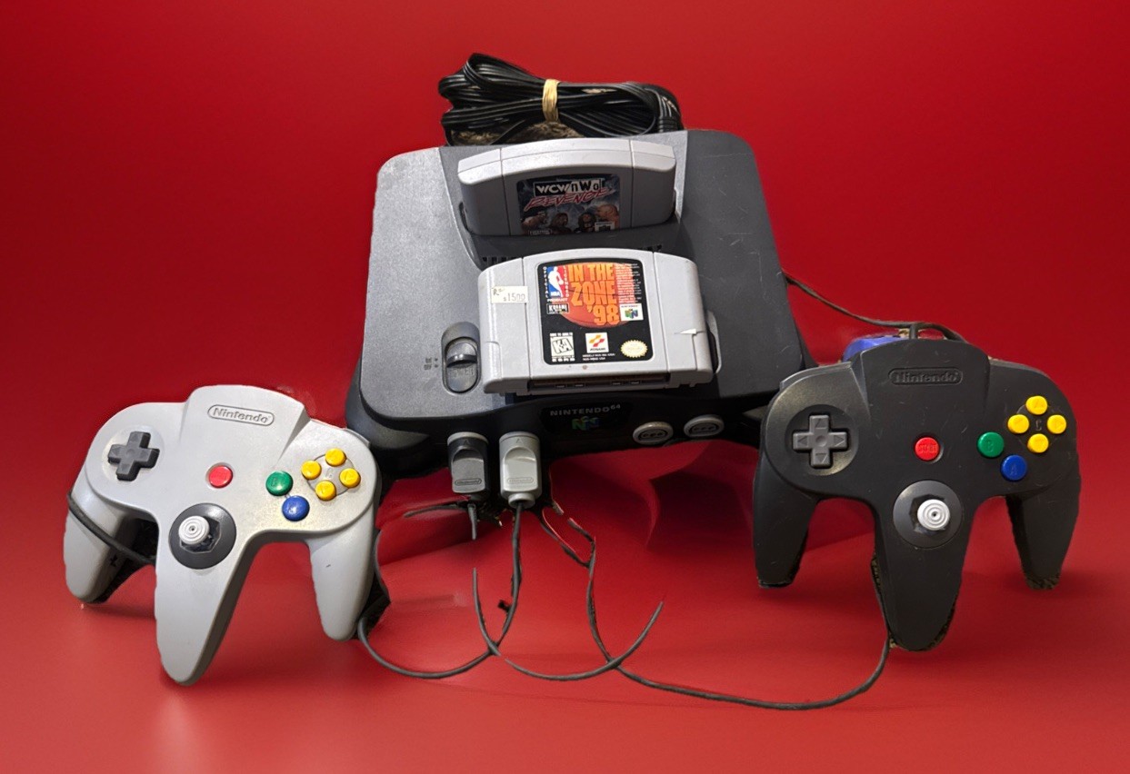 Nintendo 64 N64 Console Bundle 2 Controllers Untested No Power Cord W/ GAMES