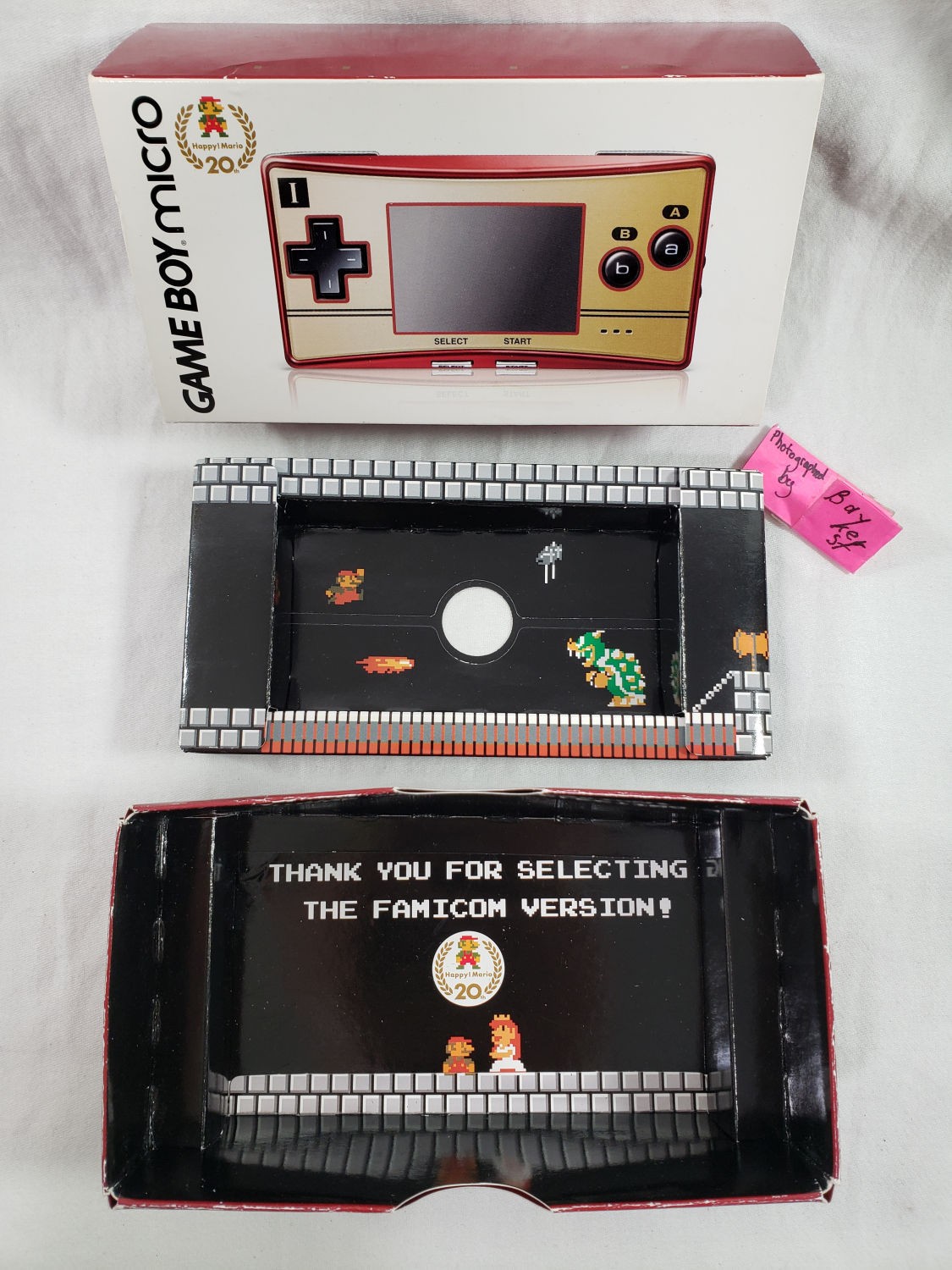 Nintendo Game Boy Micro Famicom Red Gold Console 20th Mario COMPLETE Box GameBoy