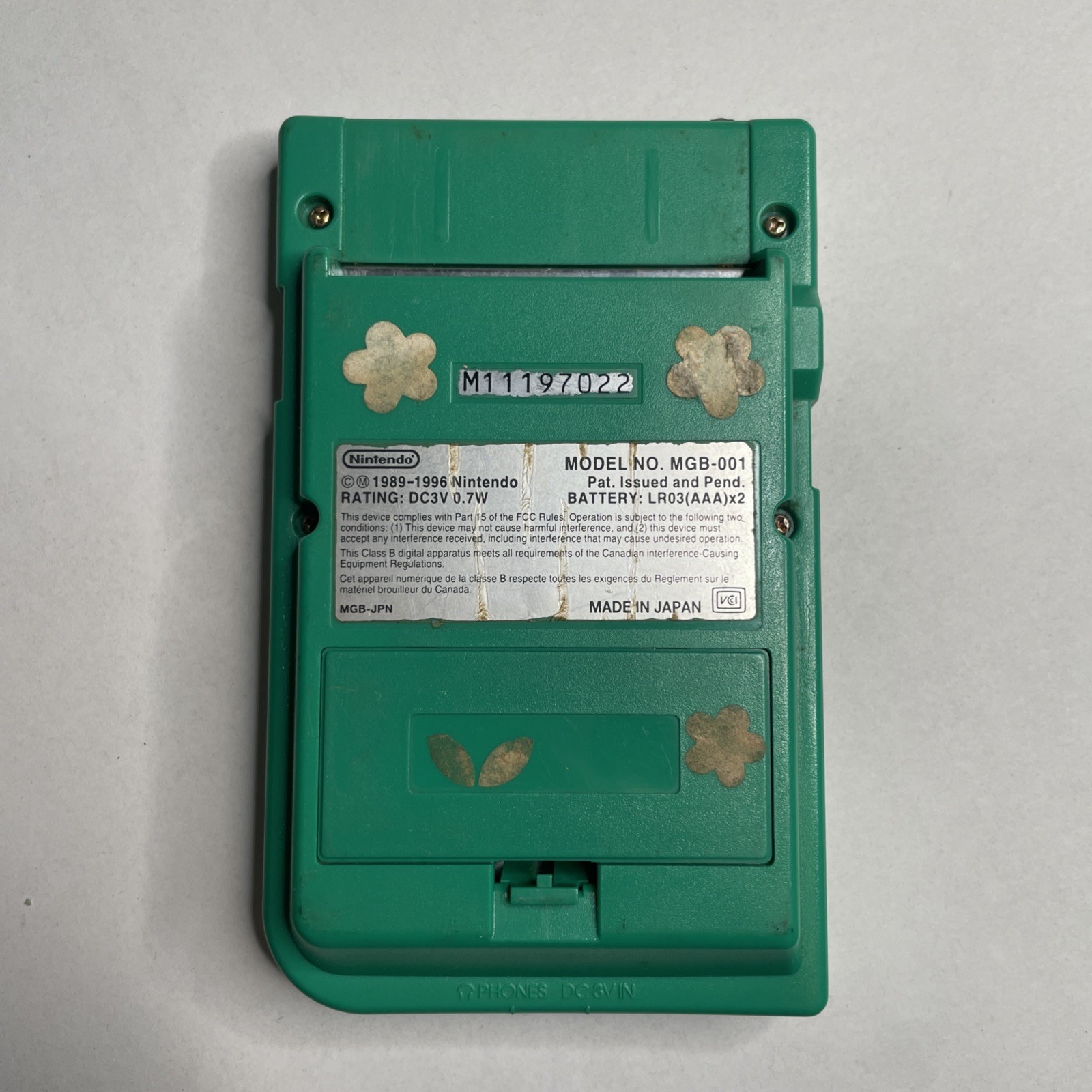 Nintendo GameBoy Pocket Console MGB-001 Green For Parts Or Repair