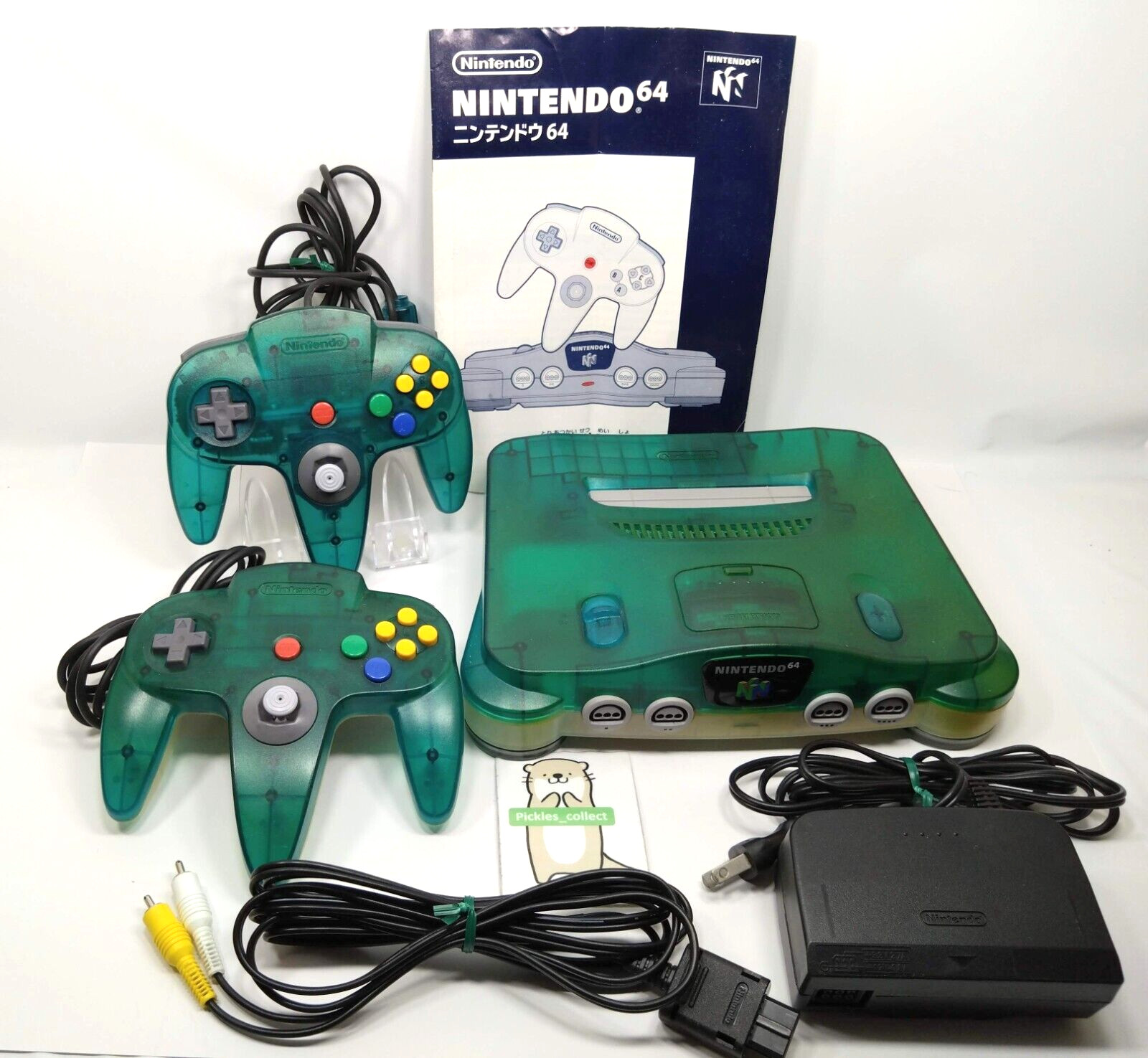 NUS-001 Nintendo 64 N64 Clear Blue Console w/2 Controllers Set NTSC-J 1006A