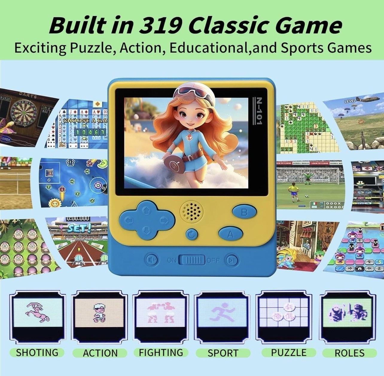 319 In 1 Handheld Game Console 2.5” Color Screen