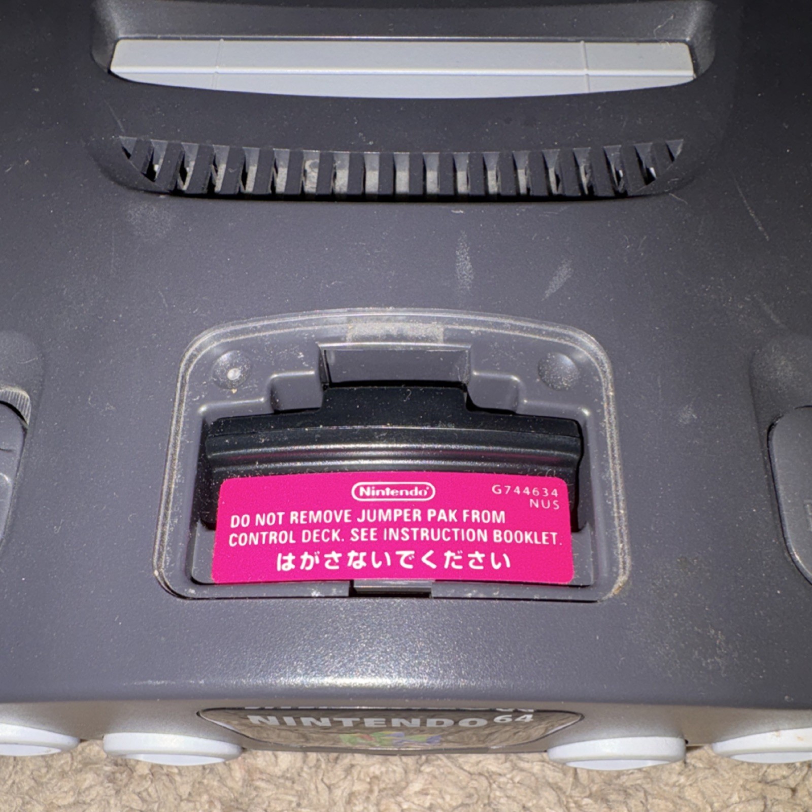 Nintendo 64 Gray Console NUS with Two Controllers, Memory Expansion, RCA Cables