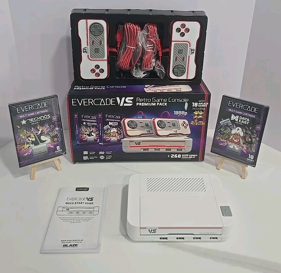 Blaze Evercade VS Premium Pack Retro Game Console CIB Open Box Both Games SEALED
