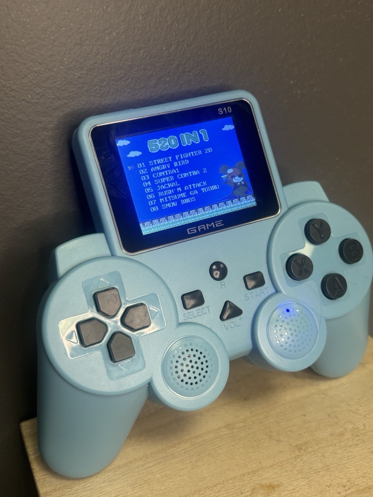 S10 Plug & Play Retro Gamepad Console, Built-in Games, Composite RCA, Blue