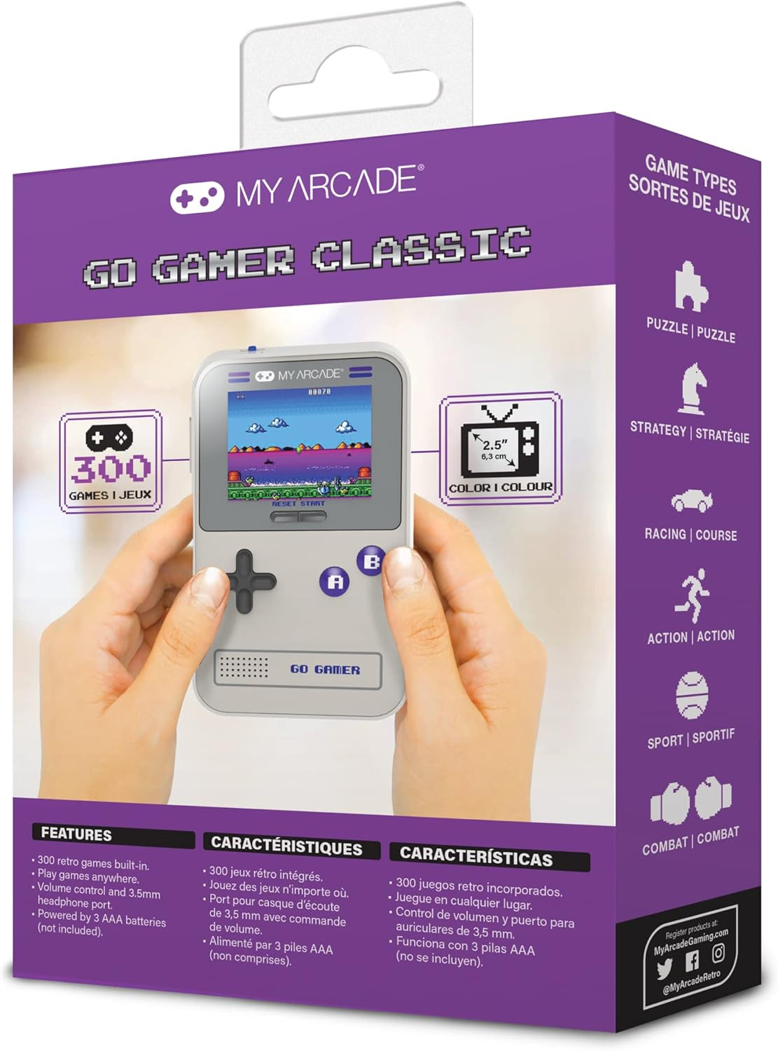 Go Gamer Classic-Purple: Preloaded Game Console with 300 Games
