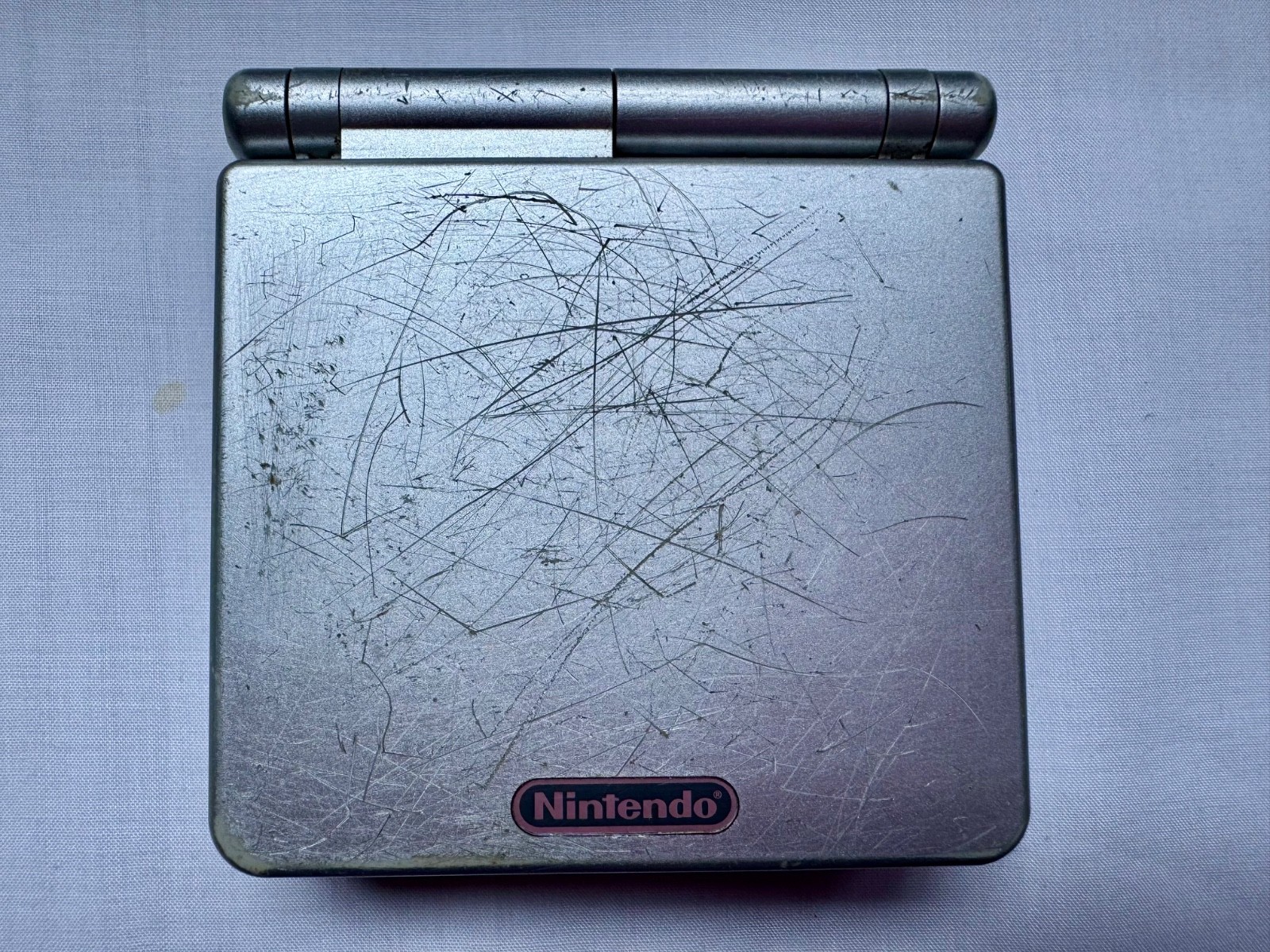 Nintendo Gameboy Advance SP AGS001 Metal Silver Handheld w/ USB Cable & Battery