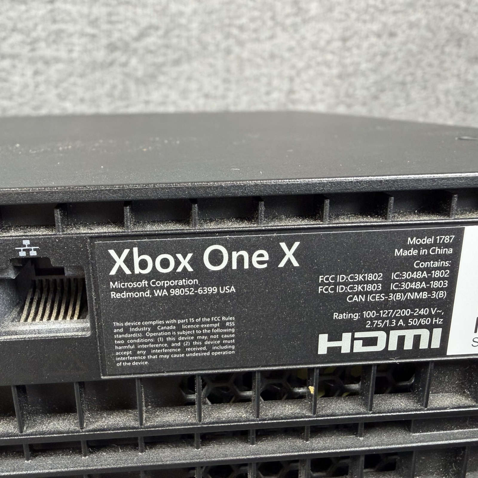 Microsoft Xbox One X 1TB Console System Power Cord HDMI Cable Black Tested