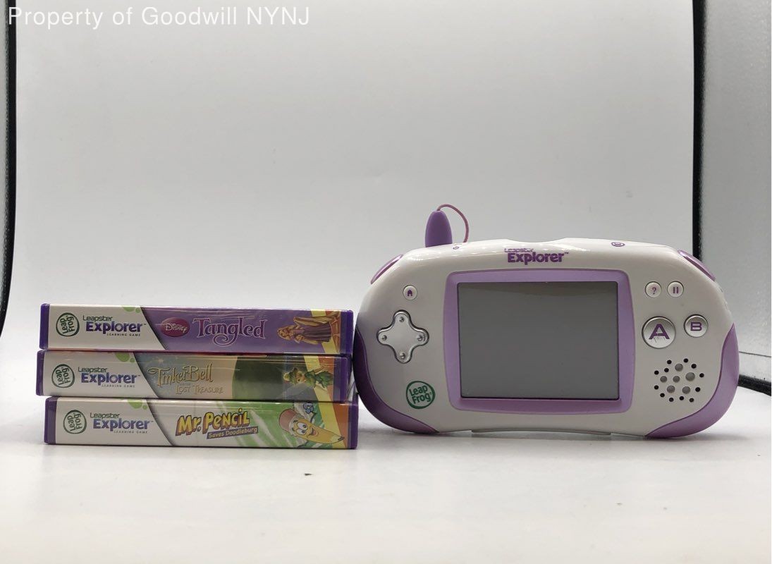 LeapFrog Leapster Explorer White Purple Tangled Mr Pencil 3 Game Console Lot