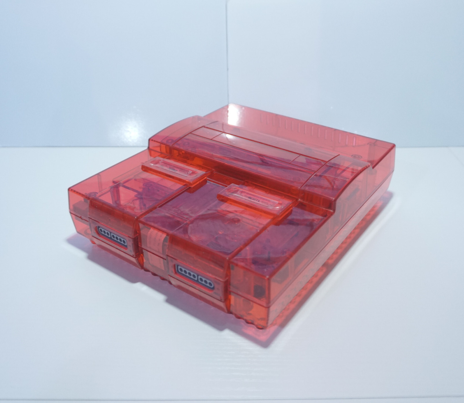 Transparent Clear Red Super Nintendo SNES Retro Video Game Console SNS-001