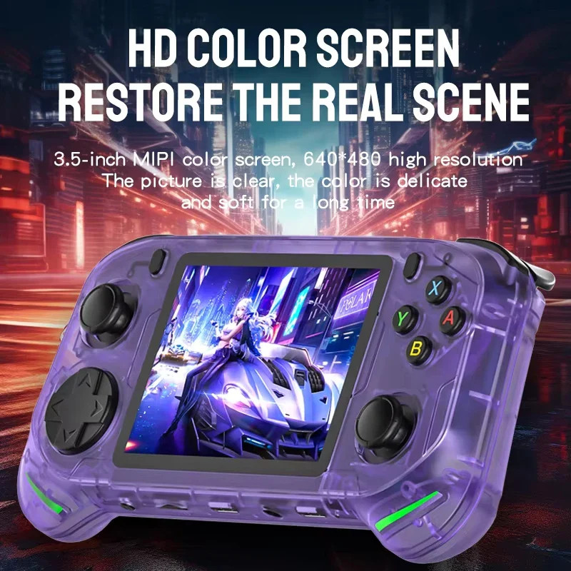 RX6H Retro Handheld Game Console Linux System 3.5 Inch IPS Screen Portable Pocke