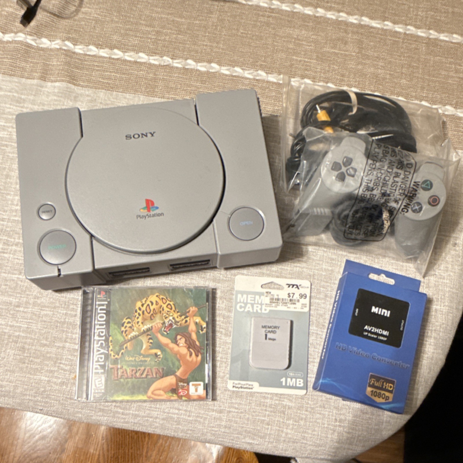 Sony PlayStation SCPH-5501 Console w/ Controller, Memory Card, Tarzan, AV2HDMI