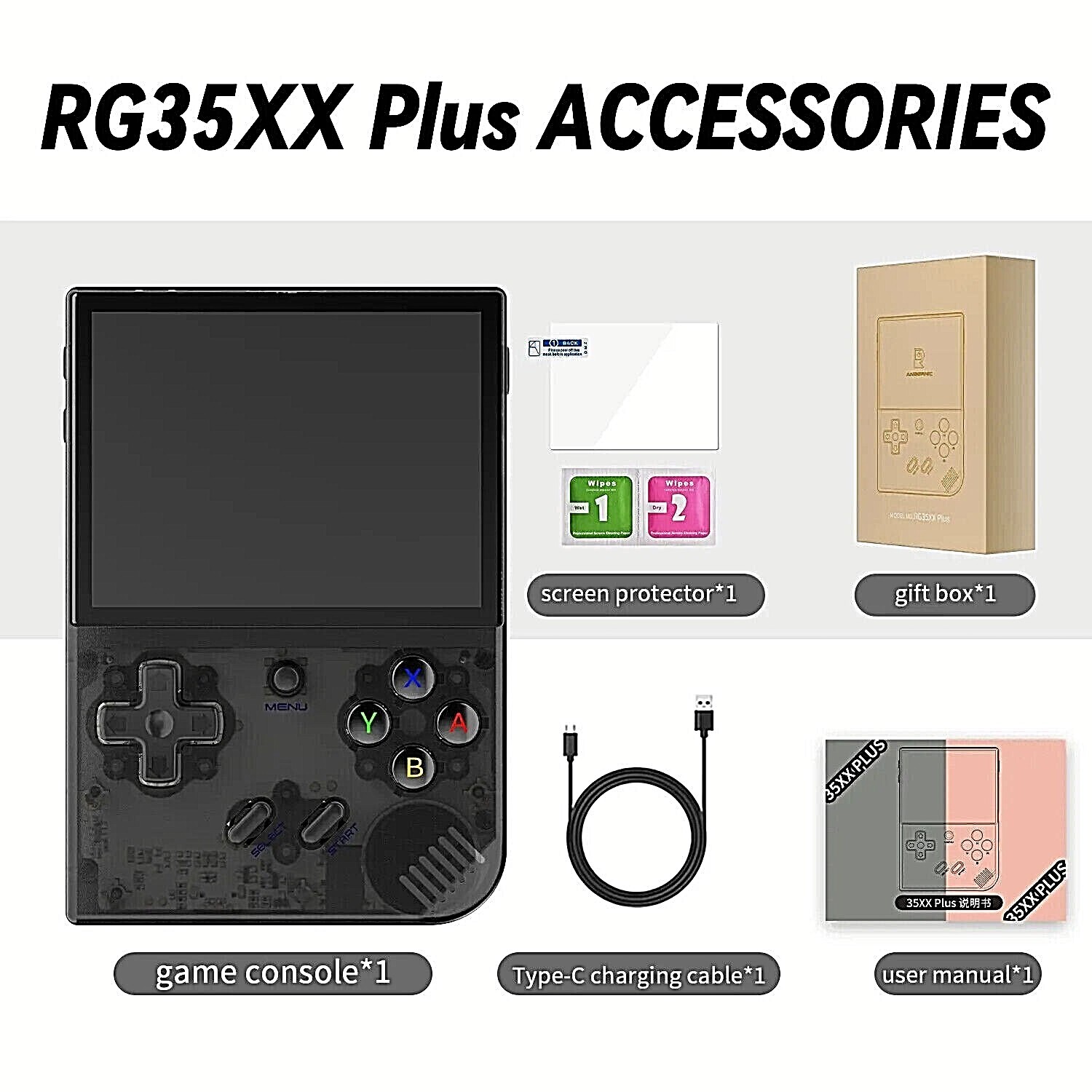 ANBERNIC RG35XX Plus Retro Video Game Console Handheld 3.5” IPS Linux Kids Gift