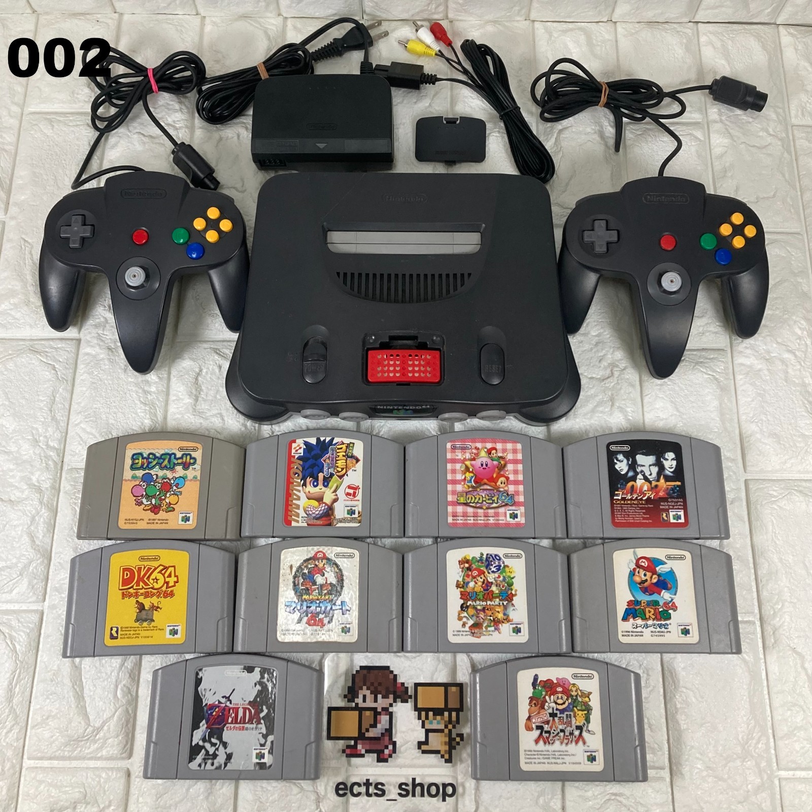 Nintendo 64 N64 Console Black 2 Controllers Expansion Pack 10 Games USA/JPN #002