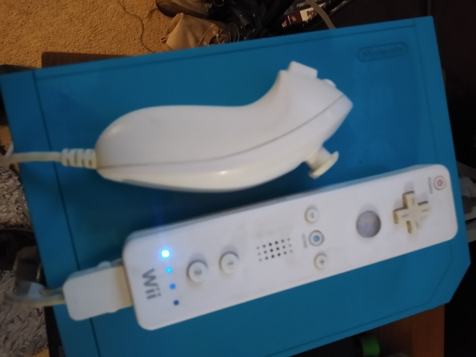 Nintendo Wii Console Bundle Blue Tested Working See Pictures For Details