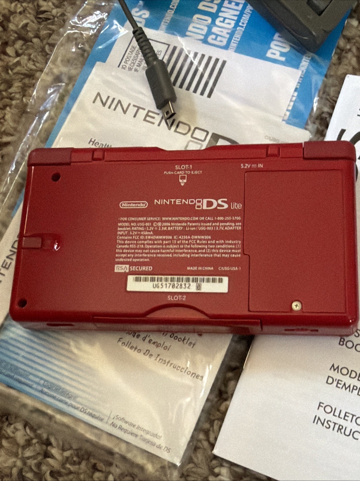 Nintendo DS Lite Special Edition Mario Red Super Bros Near Mint