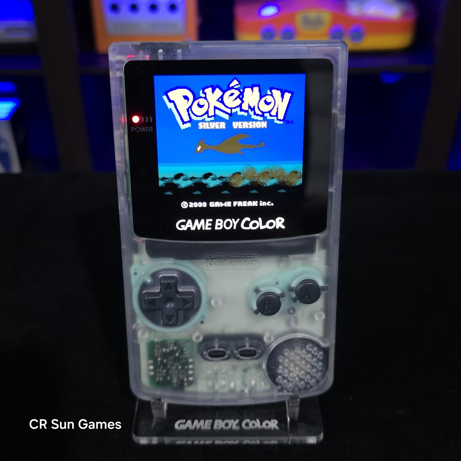 Clear Gameboy Color Console OLED Touch Screen With USB-C Rechargeable Battery