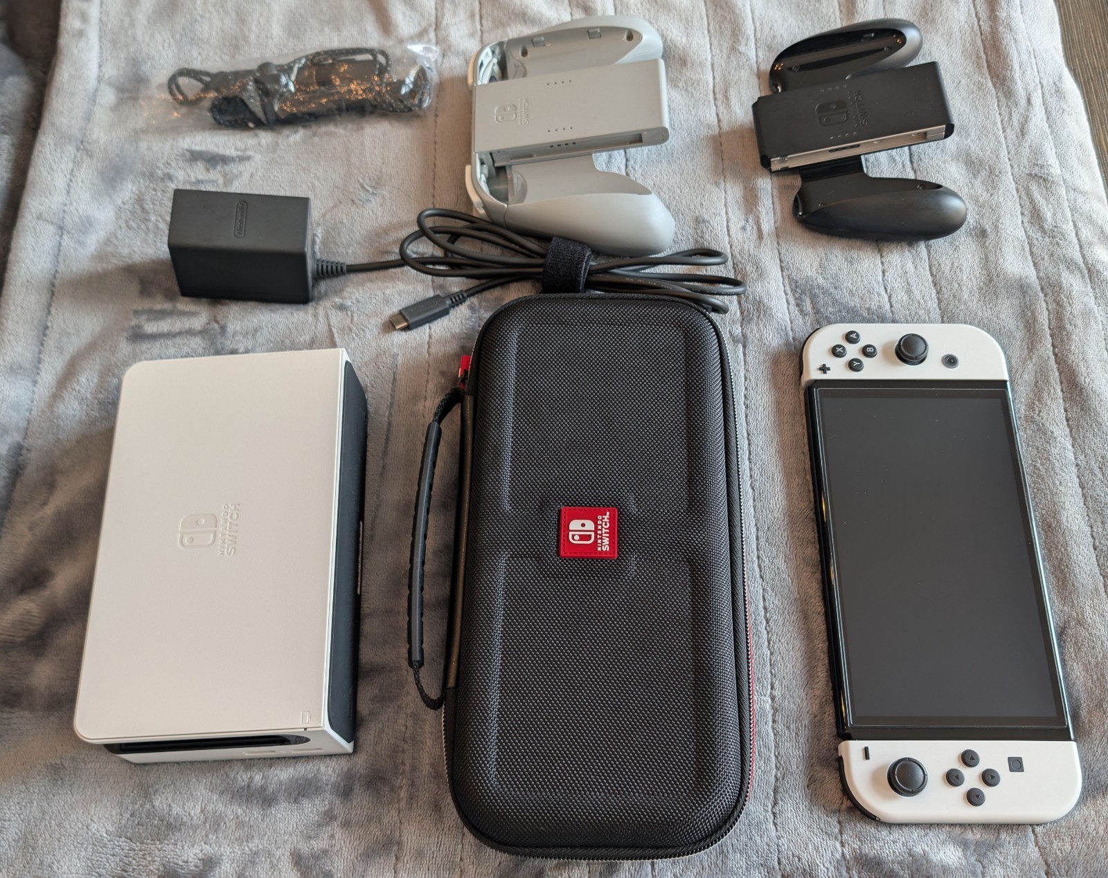Nintendo Switch OLED Model HEG-001 Handheld Console, White Joy-Cons, White Dock