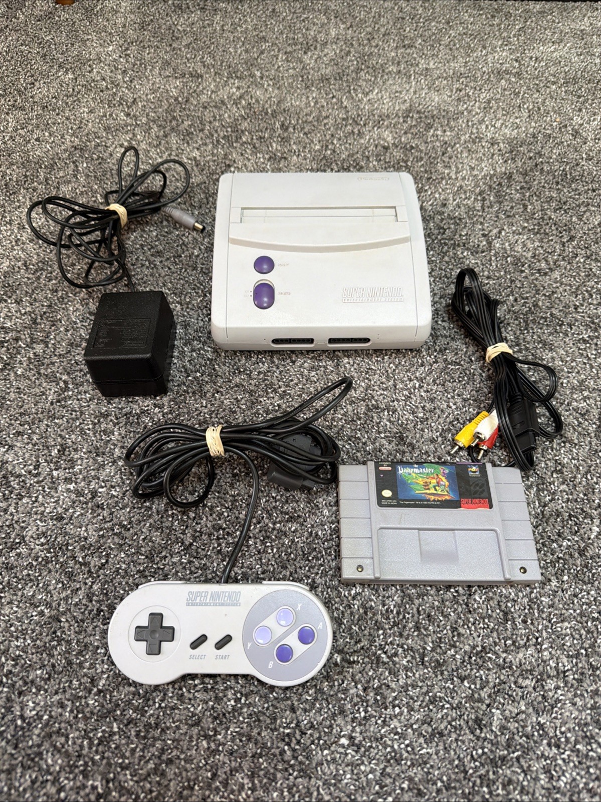 Super Nintendo SNES Jr. Console System Bundle w/OEM Controller Cables Game WORKS