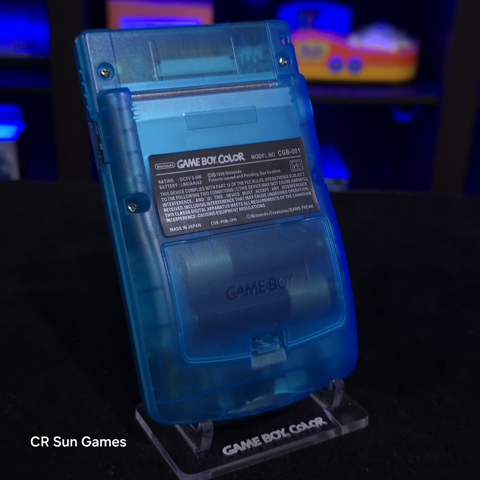 Clear Blue Gameboy Color Console OLED Touch Screen GBC Game Boy